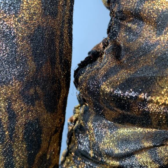 ISABEL MARANT Size S Brown Black Metallic Silk Blend Animal Print Dress Top - Picture 4 of 9